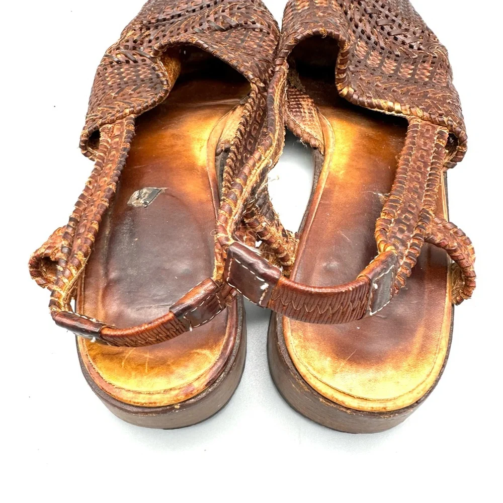 SESTO MEUCCI Woven Slingback Sandals Strappy Braided Sz. 8.5 M Brown ITALY - Picture 4 of 6